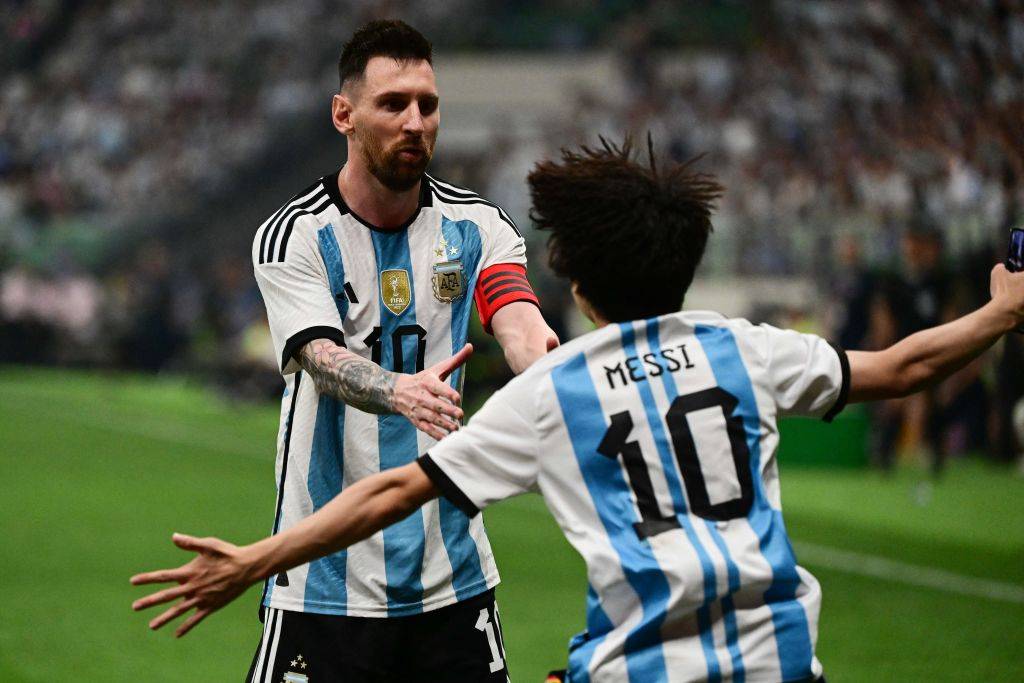 A Fan Runs To Argentina's Lionel Messi During A Friendly Football Match Between Australia And Argentina In Beijing On June 15 2023 during 6.18. Getty A Fan Runs To Argentina's Lionel Messi During A Friendly Football Match Between Australia And Argentina In Beijing On June 15 2023 during 6.18. Getty